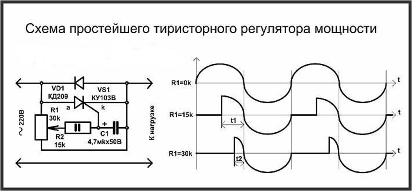 Тиристорный регулятор оборотов двигателя схема